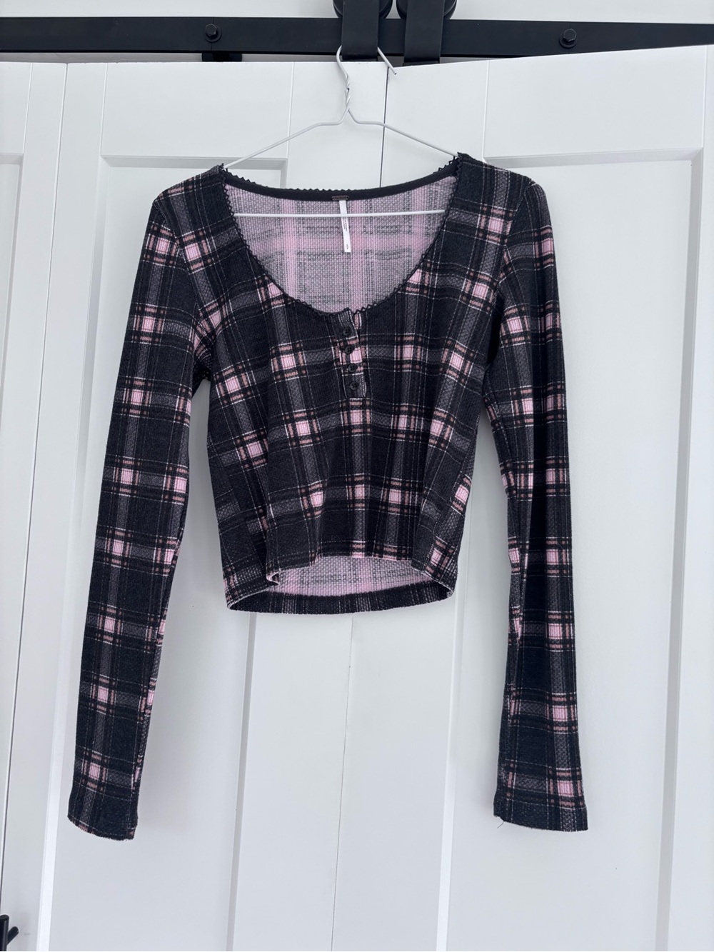 Free people plaid Henley top